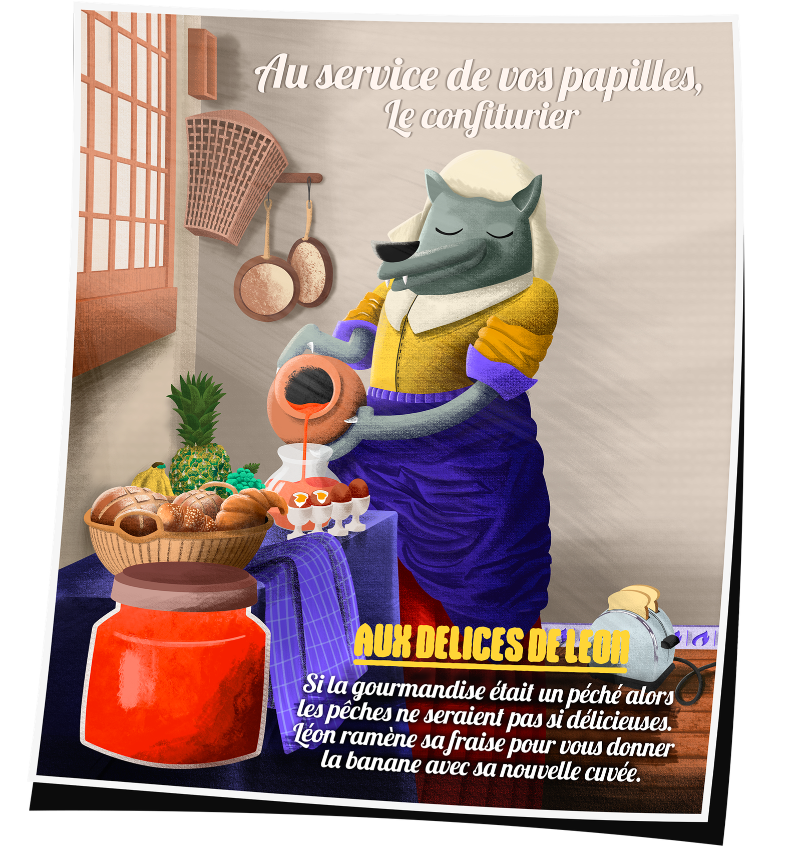 Léon fait la promotion de sa délicieuse confiture.